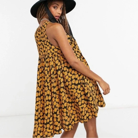 Free People Electric Daisy Mini Dress Sleeveless Pockets Orange Black 12 New - Picture 2 of 10